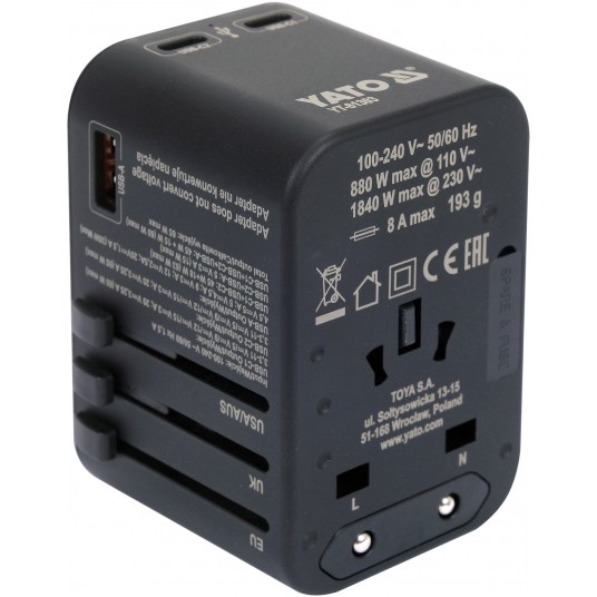 ADAPTER PODRÓŻNY UNIW. USB, USB-C 65W -zdjęcie numer 2