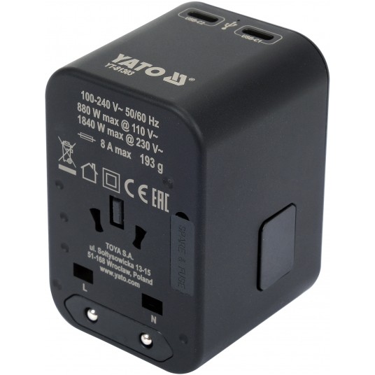 ADAPTER PODRÓŻNY UNIW. USB, USB-C 65W -zdjęcie numer 1