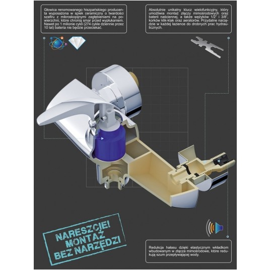 BATERIA PRYSZNICOWA ŚCIENNA TARRAGONA -zdjęcie numer 5