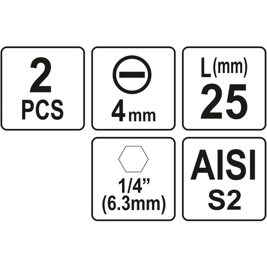 BITY 1/4"X25 MM, 4MM 2 SZT -zdjęcie numer 3