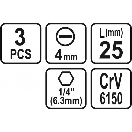 BITY 1/4"X25 MM, 4MM 3 SZT -zdjęcie numer 3