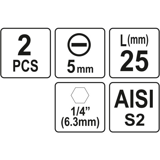 BITY 1/4"X25 MM, 5MM 2 SZT -zdjęcie numer 3