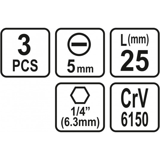 BITY 1/4"X25 MM, 5MM 3 SZT -zdjęcie numer 3