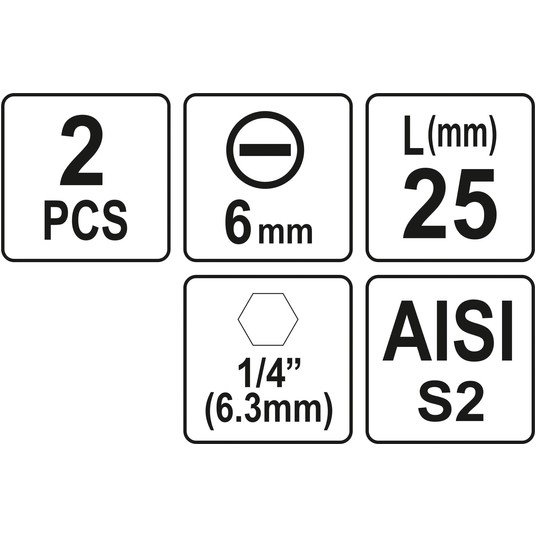 BITY 1/4"X25 MM, 6MM 2 SZT -zdjęcie numer 3