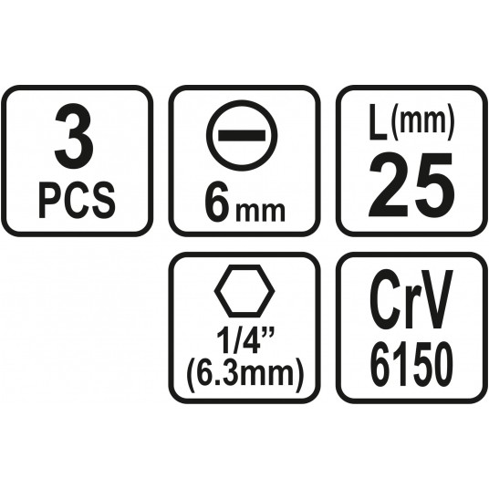BITY 1/4"X25 MM, 6MM 3 SZT -zdjęcie numer 3