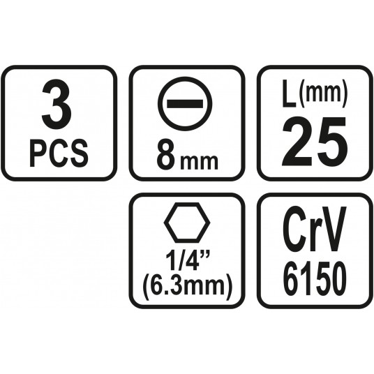 BITY 1/4"X25 MM, 8MM 3 SZT -zdjęcie numer 3