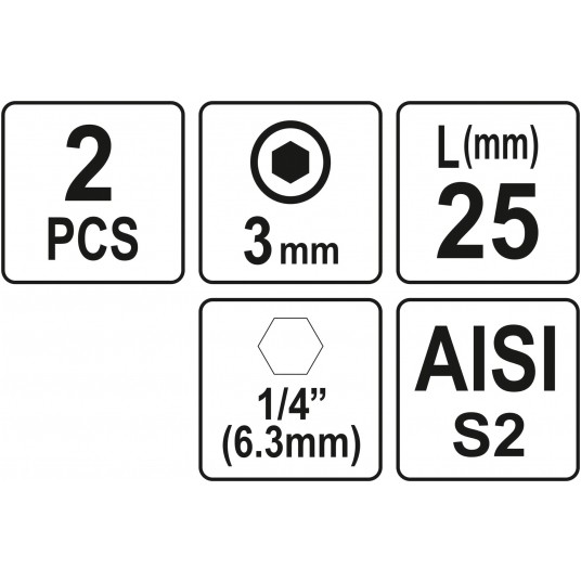 BITY 1/4"X25 MM HEX H3 2 SZT -zdjęcie numer 3