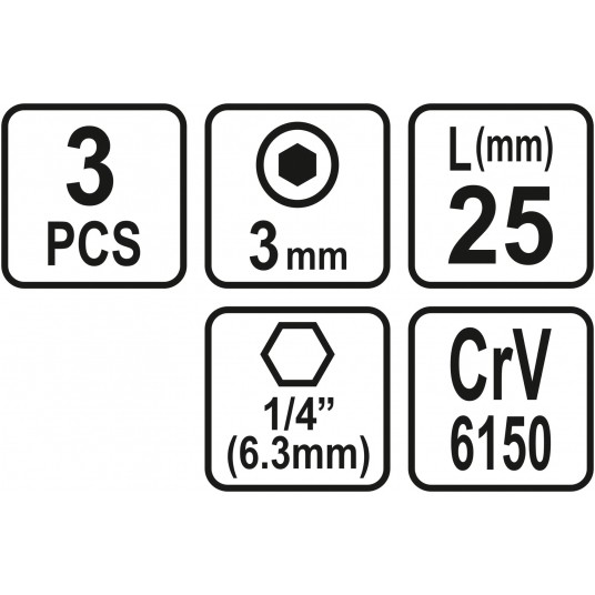 BITY 1/4"X25 MM HEX H3 3 SZT -zdjęcie numer 3