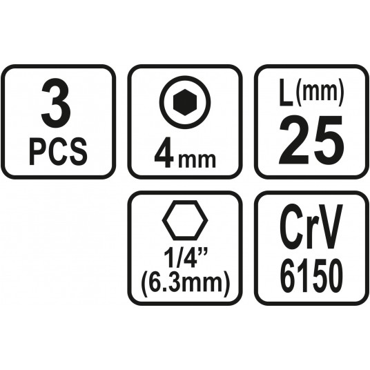 BITY 1/4"X25 MM HEX H4 3 SZT -zdjęcie numer 3