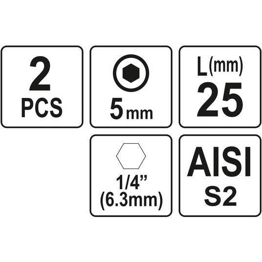 BITY 1/4"X25 MM HEX H5 2 SZT -zdjęcie numer 3