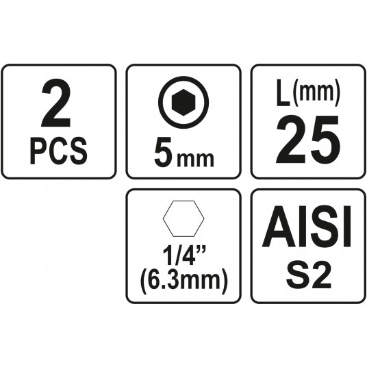 BITY 1/4"X25 MM HEX H5 2 SZT -zdjęcie numer 3