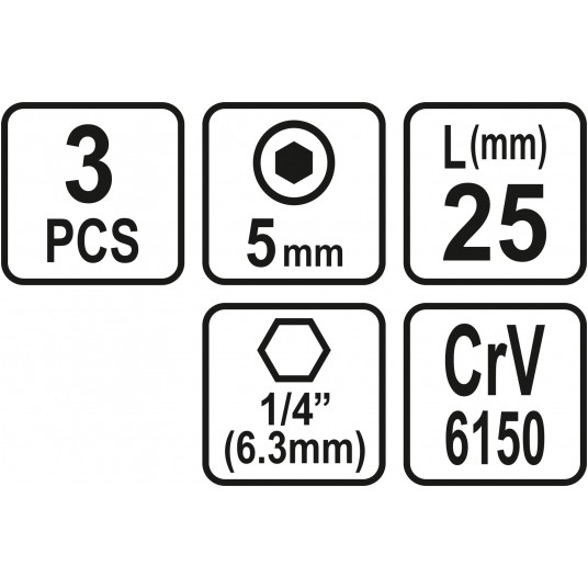 BITY 1/4"X25 MM HEX H5 3 SZT -zdjęcie numer 3