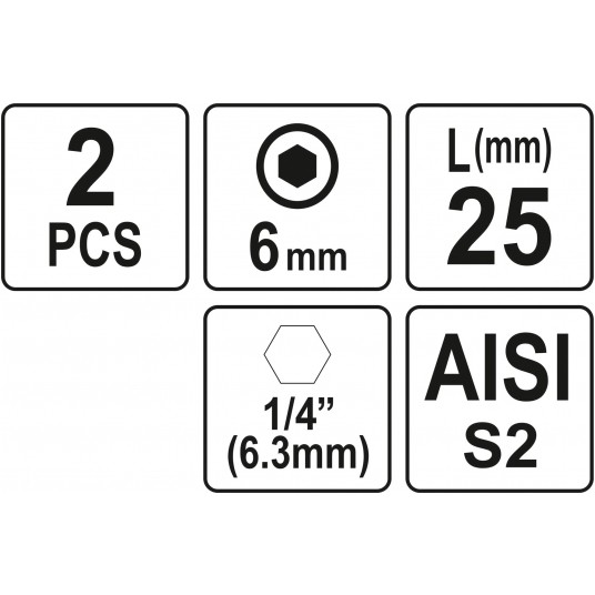 BITY 1/4"X25 MM HEX H6 2 SZT -zdjęcie numer 3