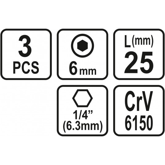 BITY 1/4"X25 MM HEX H6 3 SZT -zdjęcie numer 3