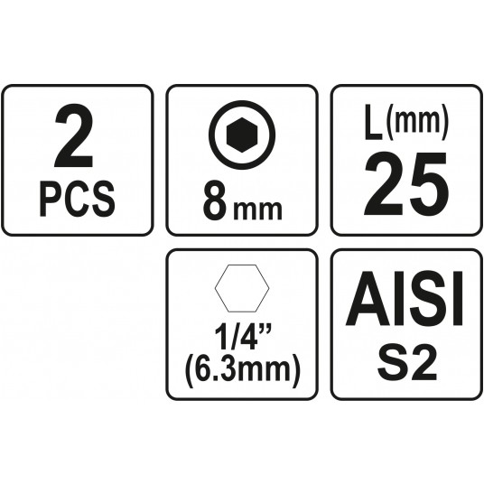 BITY 1/4"X25 MM HEX H8 2 SZT -zdjęcie numer 3