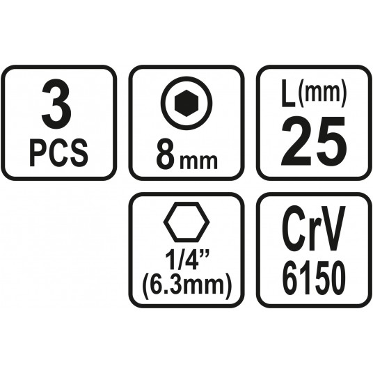 BITY 1/4"X25 MM HEX H8 3 SZT -zdjęcie numer 3