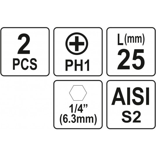 BITY 1/4"X25 MM PH1 2 SZT -zdjęcie numer 3