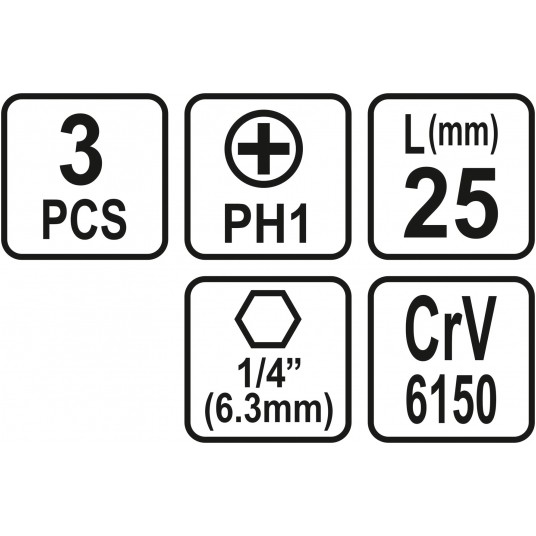 BITY 1/4"X25 MM PH1 3 SZT -zdjęcie numer 3