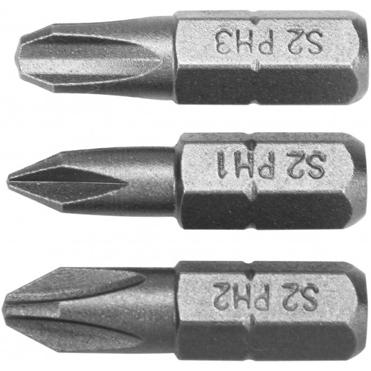 BITY 1/4"X25 MM PH1, PH2, PH3 3 SZT -zdjęcie numer 1
