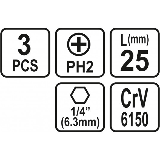 BITY 1/4"X25 MM PH2 3 SZT -zdjęcie numer 3