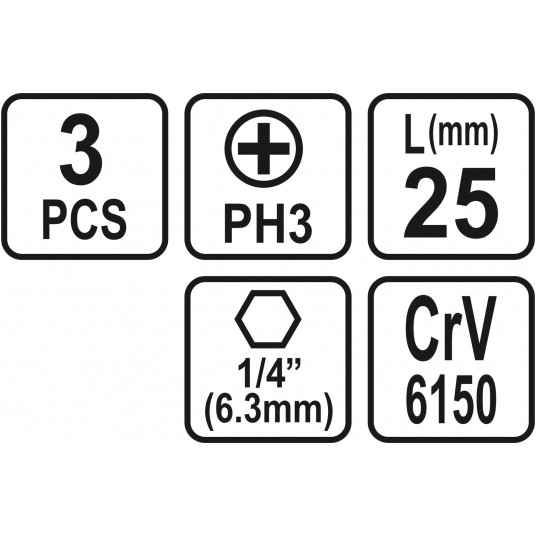 BITY 1/4"X25 MM PH3 3 SZT -zdjęcie numer 3