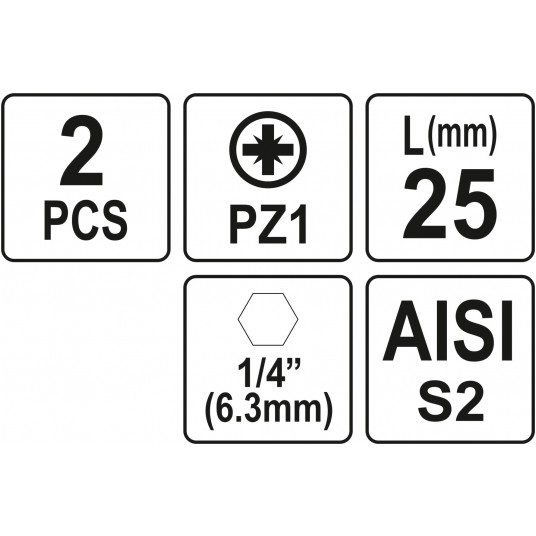 BITY 1/4"X25 MM PZ1 2 SZT -zdjęcie numer 3