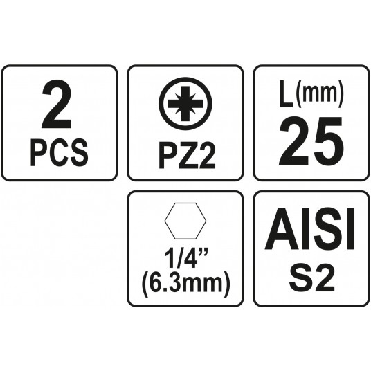 BITY 1/4"X25 MM PZ2 2 SZT -zdjęcie numer 3