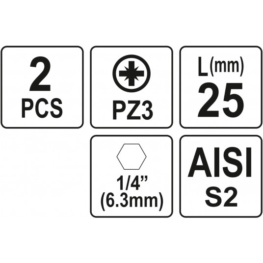 BITY 1/4"X25 MM PZ3 2 SZT -zdjęcie numer 3