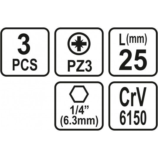BITY 1/4"X25 MM PZ3 3 SZT -zdjęcie numer 3