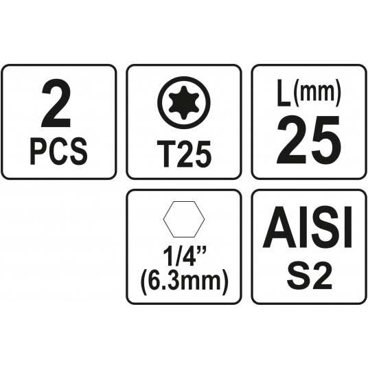 BITY 1/4"X25 MM TORX T25 2 SZT -zdjęcie numer 3