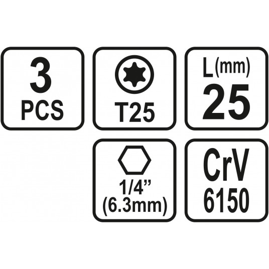 BITY 1/4"X25 MM TORX T25 3 SZT -zdjęcie numer 3