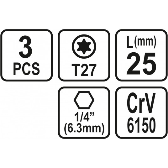 BITY 1/4"X25 MM TORX T27 3 SZT -zdjęcie numer 3