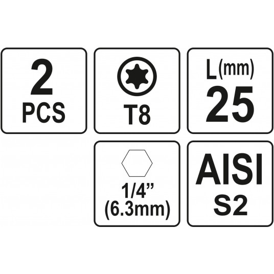 BITY 1/4"X25 MM TORX T8 2 SZT -zdjęcie numer 3