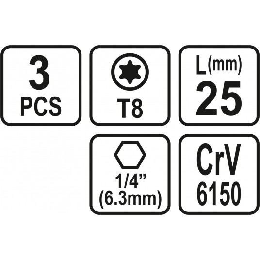 BITY 1/4"X25 MM TORX T8 3 SZT -zdjęcie numer 3