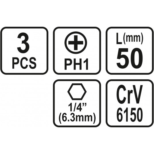 BITY 1/4"X50 MM PH1 3 SZT -zdjęcie numer 3