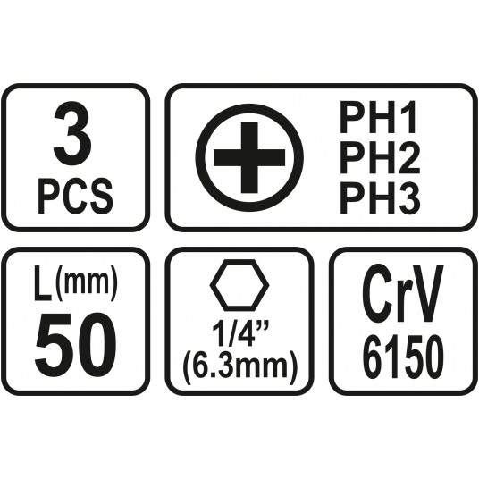BITY 1/4"X50 MM PH1, PH2, PH3 3 SZT -zdjęcie numer 3