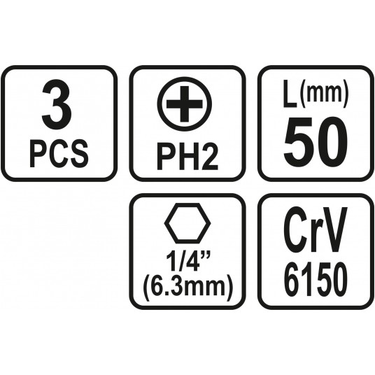 BITY 1/4"X50 MM PH2 3 SZT -zdjęcie numer 3