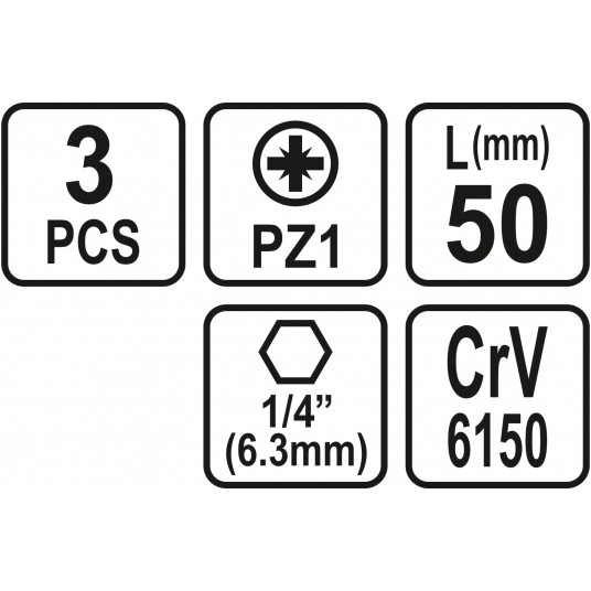 BITY 1/4"X50 MM PZ1 3 SZT -zdjęcie numer 3