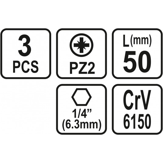 BITY 1/4"X50 MM PZ2 3 SZT -zdjęcie numer 3