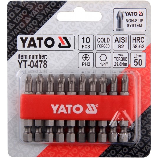 BITY DO WKRĘTARKI 10SZT. PH2x50 S2 -zdjęcie numer 2