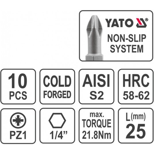 BITY DO WKRĘTARKI 10SZT. PZ1x25 S2 -zdjęcie numer 3