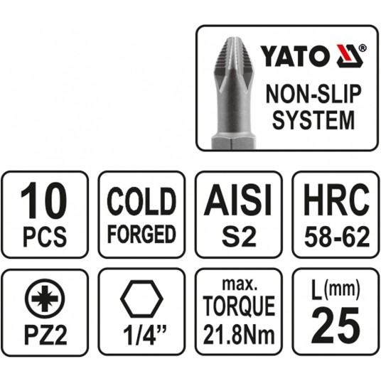 BITY DO WKRĘTARKI 10SZT. PZ2x25 S2 -zdjęcie numer 3