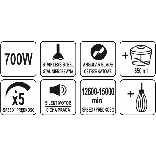 BLENDER RĘCZNY 700W Z AKCESORIAMI -zdjęcie numer 8