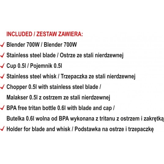 BLENDER RĘCZNY WIELOFUNKCYJNY 4W1 700W -zdjęcie numer 1