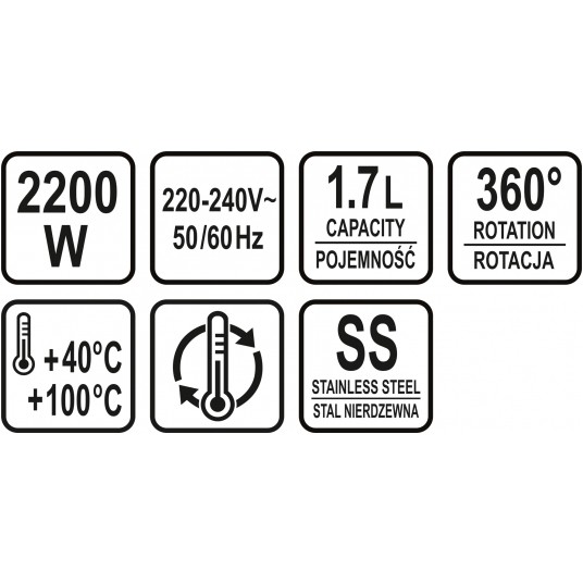 CZAJNIK EL. SZKLANY LED 1,7L REGUL.TEMP -zdjęcie numer 5
