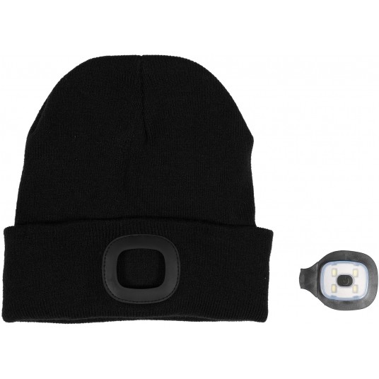 CZAPKA ZIMOWA Z LAMPKĄ LED, CZARNA -zdjęcie numer 2
