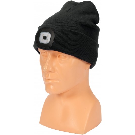 CZAPKA ZIMOWA Z LAMPKĄ LED, CZARNA -zdjęcie numer 4