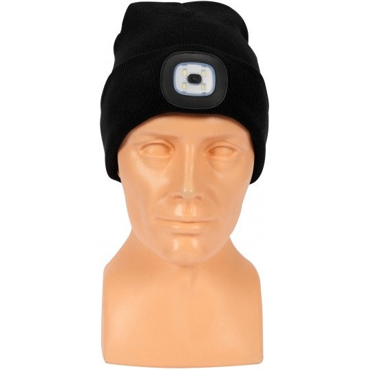 CZAPKA ZIMOWA Z LAMPKĄ LED, CZARNA -zdjęcie numer 5