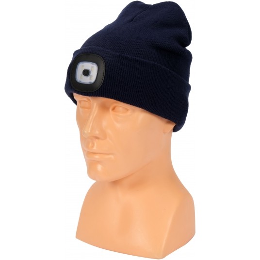 CZAPKA ZIMOWA Z LAMPKĄ LED, GRANATOWA -zdjęcie numer 4