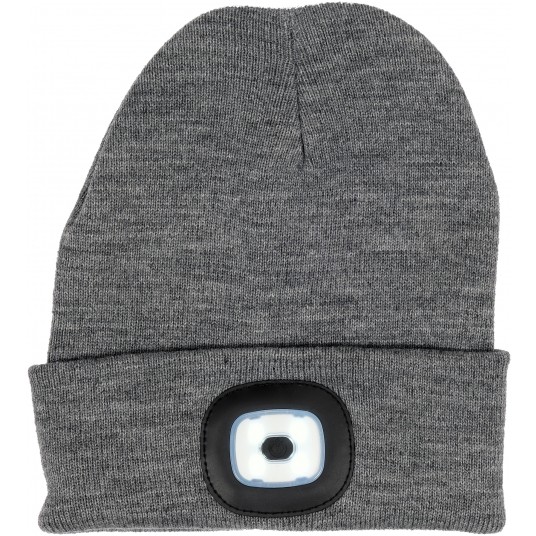 CZAPKA ZIMOWA Z LAMPKĄ LED, SZARA -zdjęcie numer 1